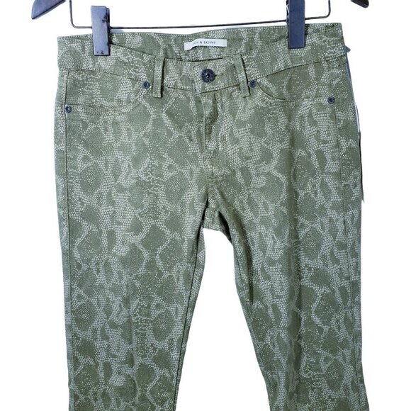 NEW RICH & SKINNY Legacy Snakeskin Jeans Olive Green Women's Size 28 - Picture 7 of 11